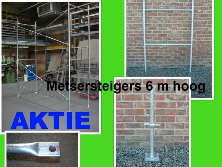 steigers 6 m hoog x 2,50 tot 11,40 m lang - stellingen, Doe-het-zelf en Bouw, Steigers, Nieuw, Gevelsteiger, 5 meter of hoger