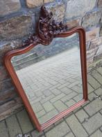 ovale antieke spiegel met kader in mahoniehout,komt uit erfe, Ophalen