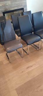 6 stevig stoelen met overtrek lichte gebrk sporen zie foto, Huis en Inrichting, Stoelen, Ophalen, Gebruikt, Bruin, Modern