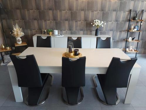 Eettafel met 8 stoelen, dressoir, salontafel en barkast, Huis en Inrichting, Complete eetkamers, Zo goed als nieuw, Ophalen
