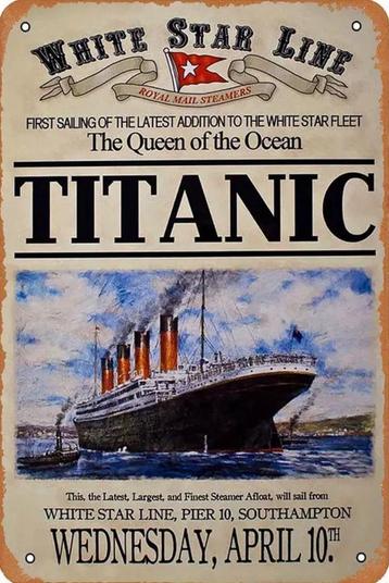 Reclamebord vintage Titanic White Star Line - mancave nieuw beschikbaar voor biedingen