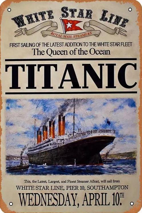 Reclamebord vintage Titanic White Star Line - mancave nieuw, Verzamelen, Merken en Reclamevoorwerpen, Nieuw, Reclamebord, Ophalen of Verzenden