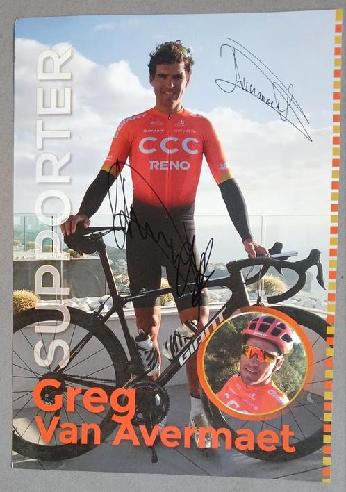 Gesigneerde A4 fankaart van Greg van Avermaet., Verzamelen, Muziek, Artiesten en Beroemdheden, Nieuw, Verzenden