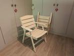 2x witte houten tuinstoelen (inklapbaar), Tuin en Terras, Ophalen, Zo goed als nieuw, Hout, Inklapbaar