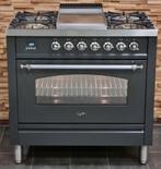 🔥Luxe Fornuis Boretti 90 cm antraciet rvs GASOVEN frytop, 60 cm of meer, 5 kookzones of meer, Vrijstaand, 90 tot 95 cm