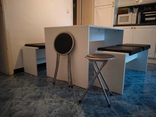 Keuken tafel + 2 zitbank wit, Huis en Inrichting, Tafels | Statafels, Ophalen