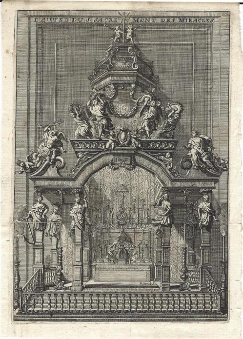 1711 - Bruxelles - l'Autel du Sacrement des Miracles, Antiquités & Art, Art | Eaux-fortes & Gravures, Enlèvement ou Envoi