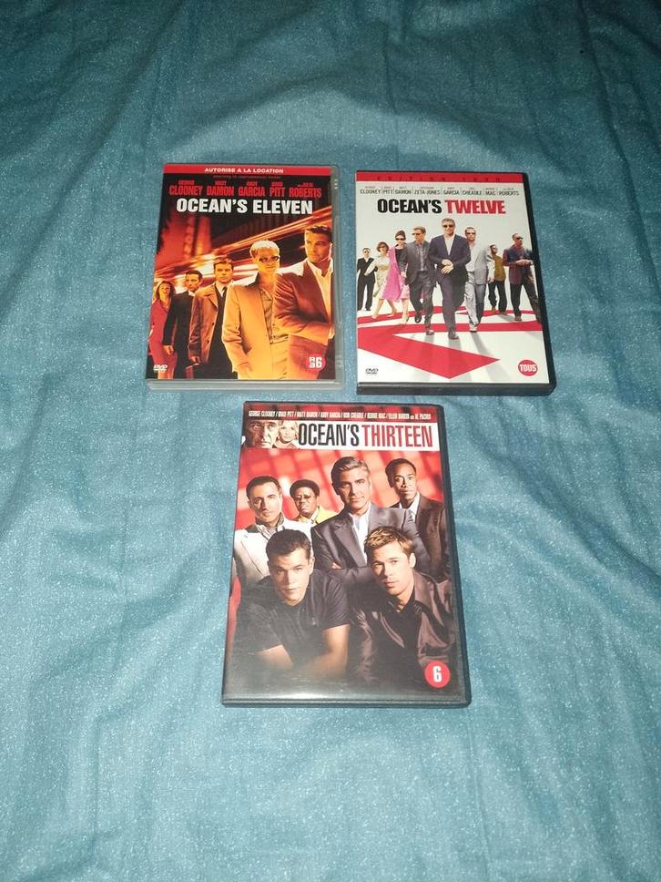 Te koop op dvd de Ocean's Georges Clooney trilogie, Cd's en Dvd's, Dvd's | Actie, Zo goed als nieuw, Actiekomedie, Vanaf 12 jaar