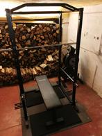 Squatrek met bank - Olympische stang - gewichten en bijbehor, Sport en Fitness, Fitnessmaterialen, Ophalen