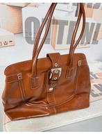 Vintage Abro italy designer bruin bruine lederen damestas, Handtassen en Accessoires, Tassen | Damestassen, Ophalen of Verzenden