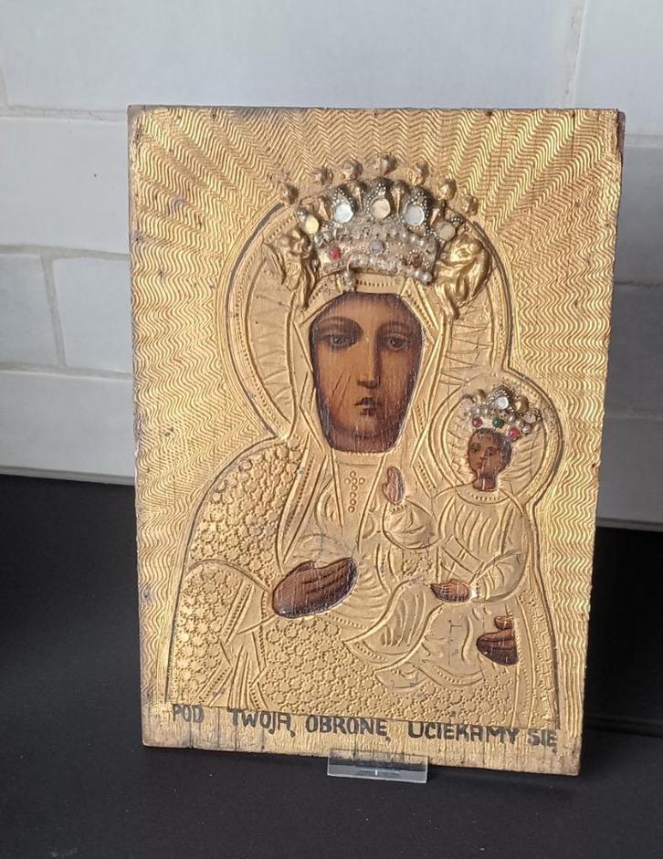 Madonna met kind {POOLSE ICON}, Antiek en Kunst, Antiek | Religieuze voorwerpen, Ophalen of Verzenden