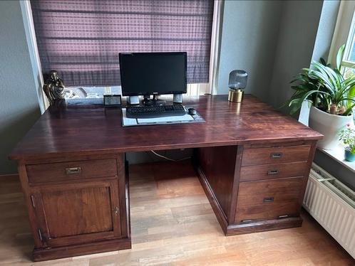 Prachtig ,  groot teakhouten bureau, Huis en Inrichting, Bureaus, Gebruikt, Bureau, Ophalen