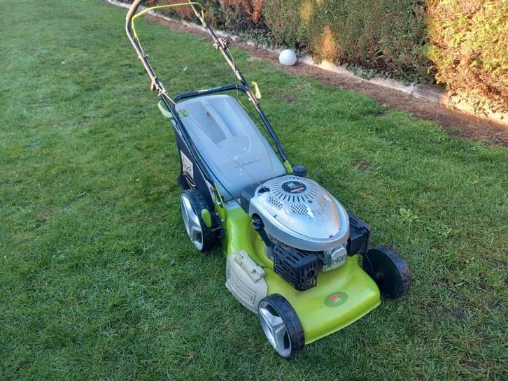 benzine grasmaaier maaibreedte 51cm + onderhoud, Tuin en Terras, Grasmaaiers, Zo goed als nieuw, Benzine-grasmaaier, Mulchfunctie