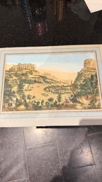 Perspectief van een stad aan een rivier, 18e, aquarelle, Antiek en Kunst, Kunst | Schilderijen | Klassiek, Ophalen of Verzenden