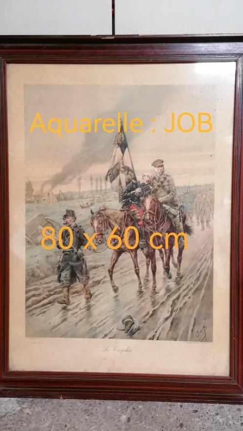 Aquarel JOB „The Trophy” Engels Belgisch Frans WW1, Verzamelen, Militaria | Algemeen, Verzenden