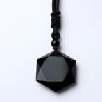 Zwarte Obsidiaan aan koord, Handtassen en Accessoires, Kettingen, Nieuw, Ophalen of Verzenden, Zwart