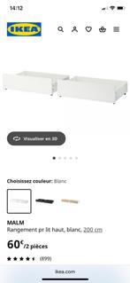 2 boites de rangement lit Ikea Malm, blanc, Maison & Meubles, Enlèvement, Comme neuf