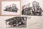 Originele ets/gravure NMBS stoomlocomotief- F.Vanhee (1984), Antiek en Kunst, Ophalen