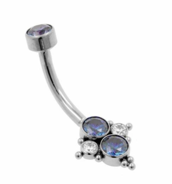 Piercing Devilheart swarovski royal blue navelpiercing, Handtassen en Accessoires, Piercings, Nieuw, Navelpiercing, Overige materialen