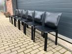 6x zwart lederen Cassina Cab stoelen Mario Bellini Topstaat!, Huis en Inrichting, Ophalen of Verzenden, Leer, Vitra hansen wegner møller knoll sede togo b&b italia artifort