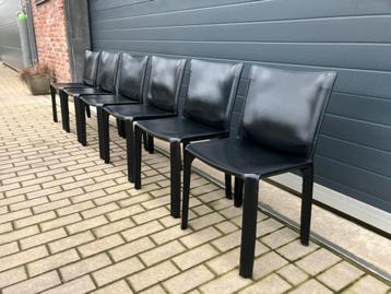 6x zwart lederen Cassina Cab stoelen Mario Bellini Topstaat! beschikbaar voor biedingen