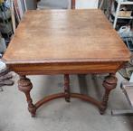 Stevige houten Mechelse tafel antiek hout op wieltjes, Ophalen of Verzenden