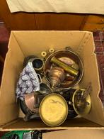 2 Grote koperen kuipen + doos vintage messing & koper, Ophalen, Koper