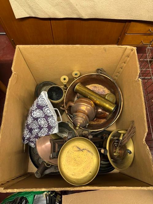 2 Grote koperen kuipen + doos vintage messing & koper, Antiek en Kunst, Antiek | Brons en Koper, Koper, Ophalen