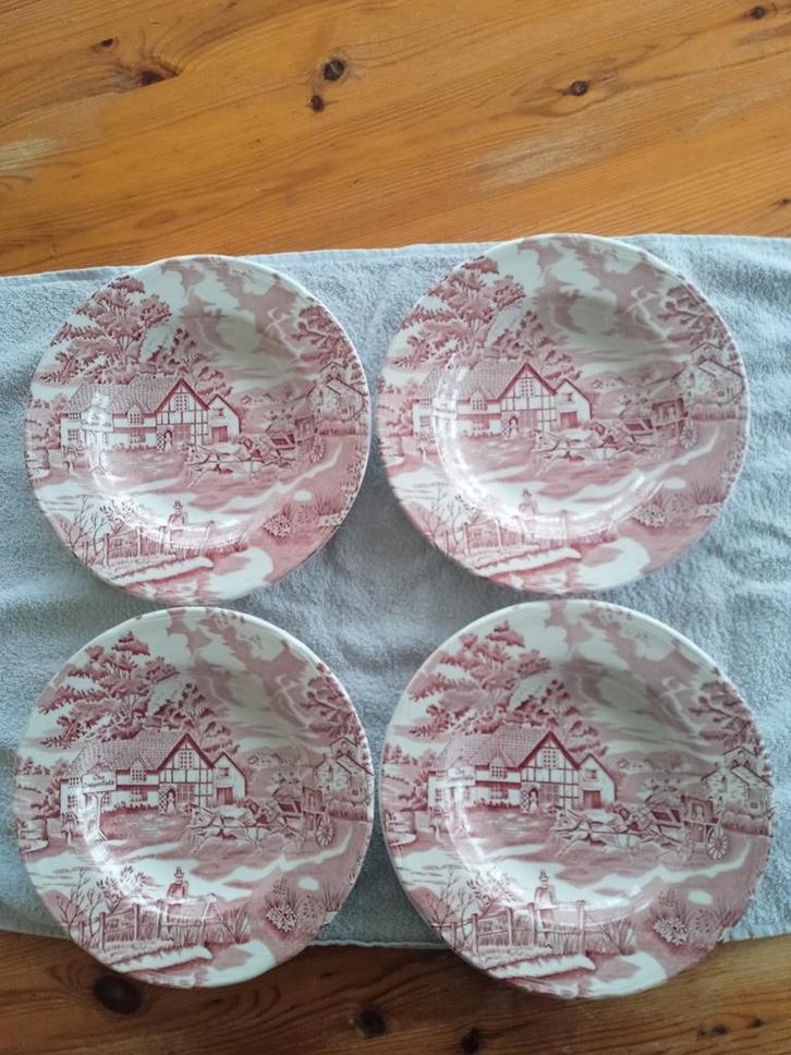 4 Diepe Luneville Frankrijk Borden, Antiek en Kunst, Antiek | Servies los, Ophalen
