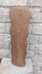 Muurplank in hout met 4 koperen engeltjes haken, Antiek en Kunst, Ophalen of Verzenden