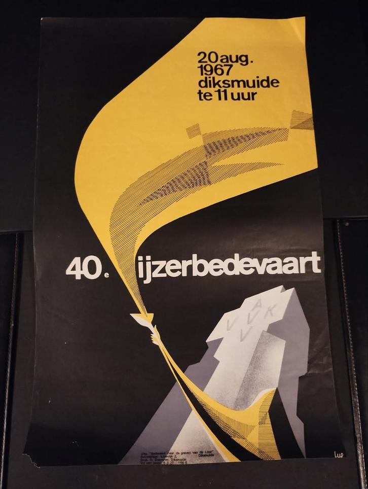 ijzerbedevaart affiche 1967 .luc . 62 cm op 39,5 cm., Verzamelen, Posters, Ophalen of Verzenden