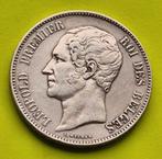 Belgium  5 Francs 1850  Leopold l, Zilver, Ophalen of Verzenden, Losse munt, Zilver
