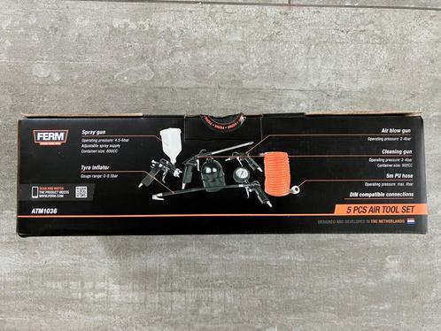 Ferm Compressor Luchtgereedschapset (5-delig), Doe-het-zelf en Bouw, Gereedschap | Handgereedschap, Nieuw, Ophalen of Verzenden