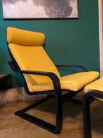 IKEA POÄNG fauteuil + voetenbank + kussens, Huis en Inrichting, Fauteuils, Ophalen, Zo goed als nieuw, Hout
