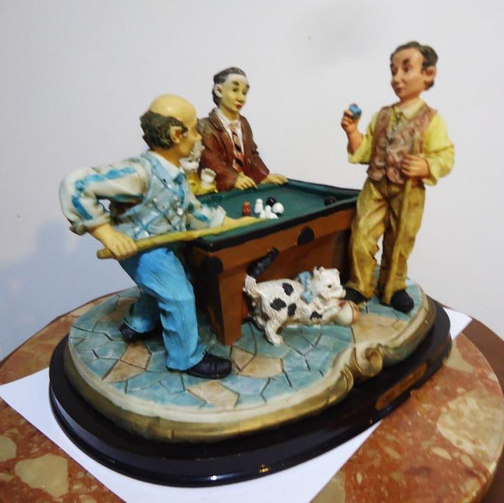 Biljart Café Sculptuur Florentina Porselein Italië👀😎💑🤗🎁, Antiek en Kunst, Kunst | Beelden en Houtsnijwerken, Ophalen of Verzenden
