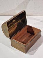 Koperen schatkist , juwelen doosje koper met hout afgewerkt, Antiek en Kunst, Ophalen of Verzenden, Koper