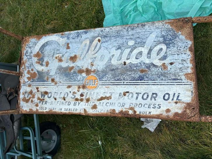 Plaque émaillée GULF / GULFPRIDE vintage  huile & essence, Collections, Marques & Objets publicitaires, Enlèvement