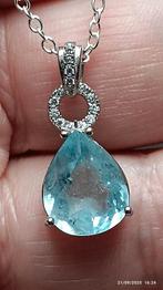 Superbe pendentif en argent massif avec topaze bleue naturel, Neuf, Enlèvement ou Envoi, Avec pierre précieuse, Bleu