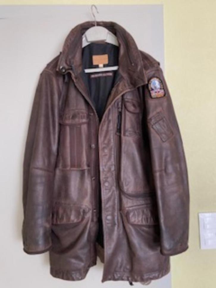 VESTE BRUNE - CUIR VERITABLE - XXL, Kleding | Heren, Grote Maten, Zo goed als nieuw, Jas of Mantel, Bruin, Ophalen