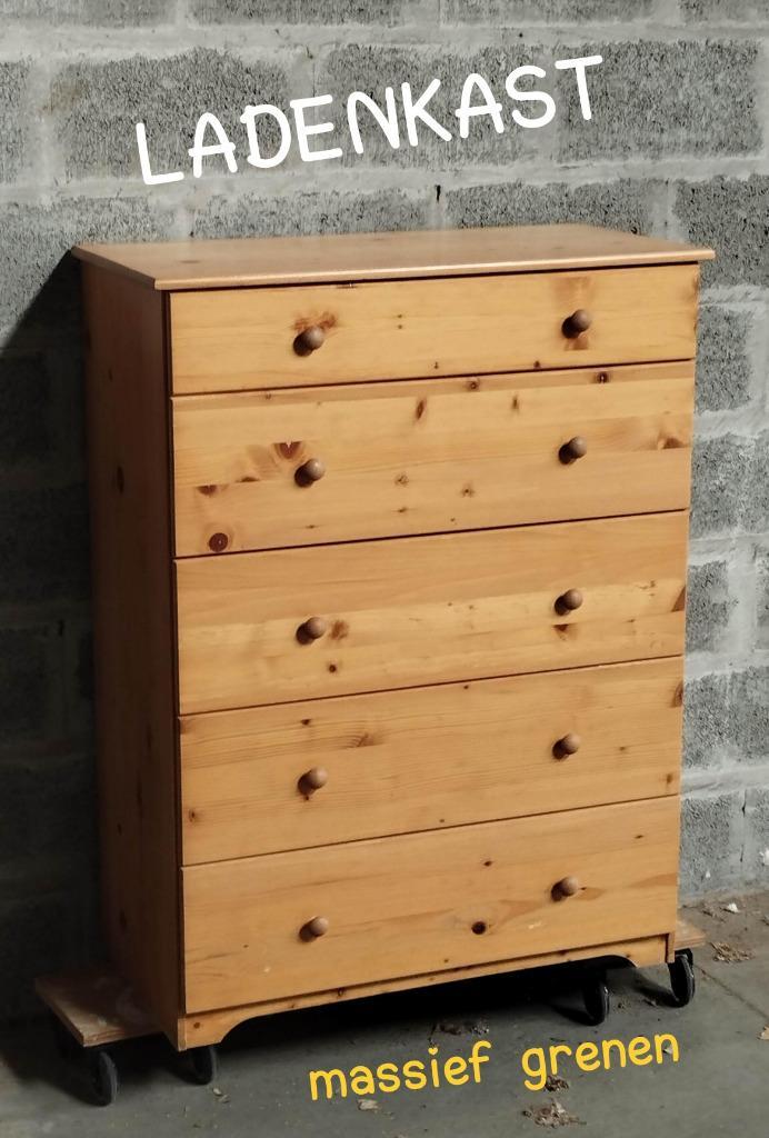 Ladenkast + Rek in Massief Grenen 80 cm breed, Huis en Inrichting, Overige Huis en Inrichting, Gebruikt, Ophalen