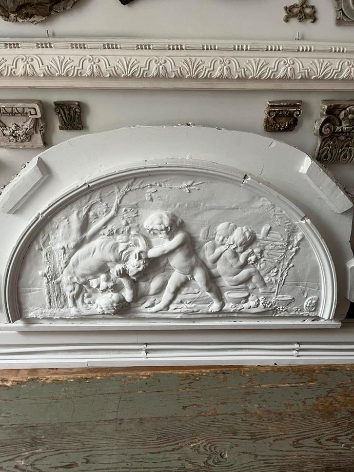 ANTIEK GIPS PANEEL DIK FRANS KASTEEL MUUR VERSIERING, Antiek en Kunst, Antiek | Overige Antiek, Ophalen