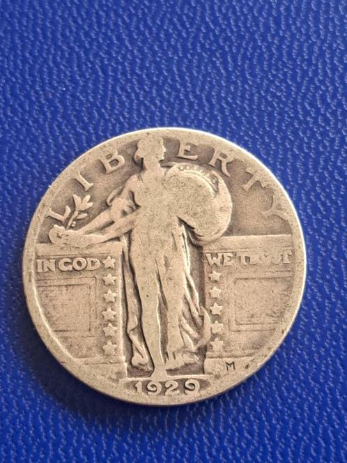 1929 USA kwart dollar in zilver Philadelphia, Postzegels en Munten, Munten | Amerika, Losse munt, Noord-Amerika, Zilver, Verzenden