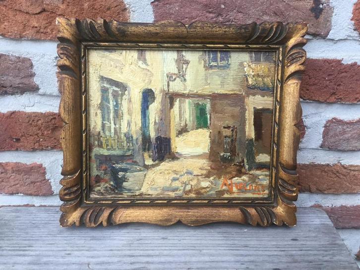 Tielens Alexandre°Bxl.1868+1939Impasse de la Maison Rouge, Antiek en Kunst, Kunst | Schilderijen | Klassiek, Ophalen of Verzenden