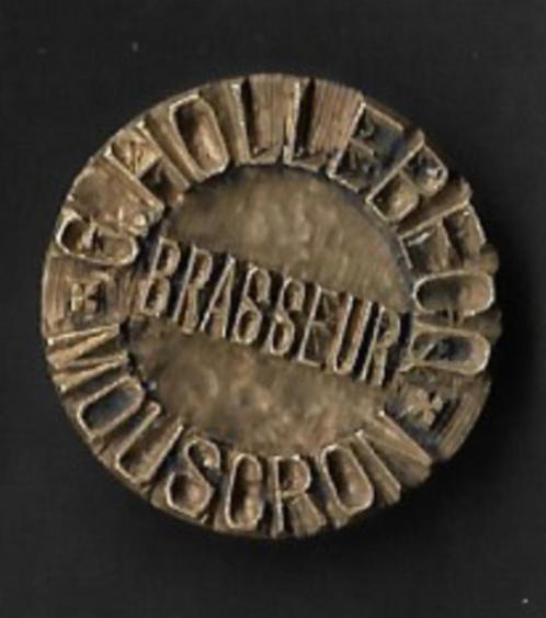 Unieke oude stempel BRASSEUR G. HOLLEBECQ *MOUSCRON*, Verzamelen, Biermerken, Ophalen of Verzenden