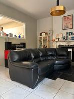 Zwarte lederen comfortabele zetel, Ophalen, Gebruikt, Driepersoons, Leer