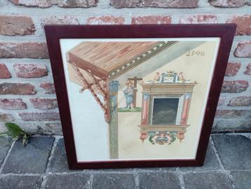 Litho - Religieus schrijn op muur beschikbaar voor biedingen