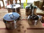 4 Mooie Inox kookcastrollen, Inox, Keramische plaat, Overige typen, Ophalen of Verzenden