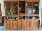 Grand meuble en teck avec vitrines (vaisselier, buffet, bibl, Huis en Inrichting, Kasten | Vitrinekasten, Ophalen, Gebruikt, 200 cm of meer