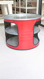 HIPPE SALONTAFEL - GERECYCLEERD OLIEVAT - merk lockengeloet, Huis en Inrichting, Ophalen, Gebruikt