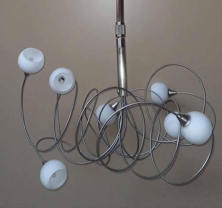 Design Verlichting Stijl Harco vloer Sneeuwbal Spaghetti, Huis en Inrichting, Lampen | Kroonluchters, Zo goed als nieuw, Glas